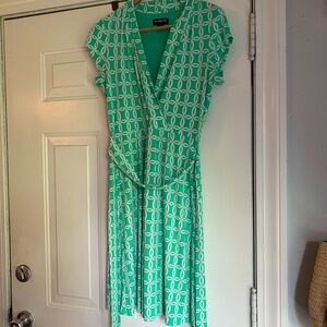 Liz Claiborne Teal Geometric Midi Dress